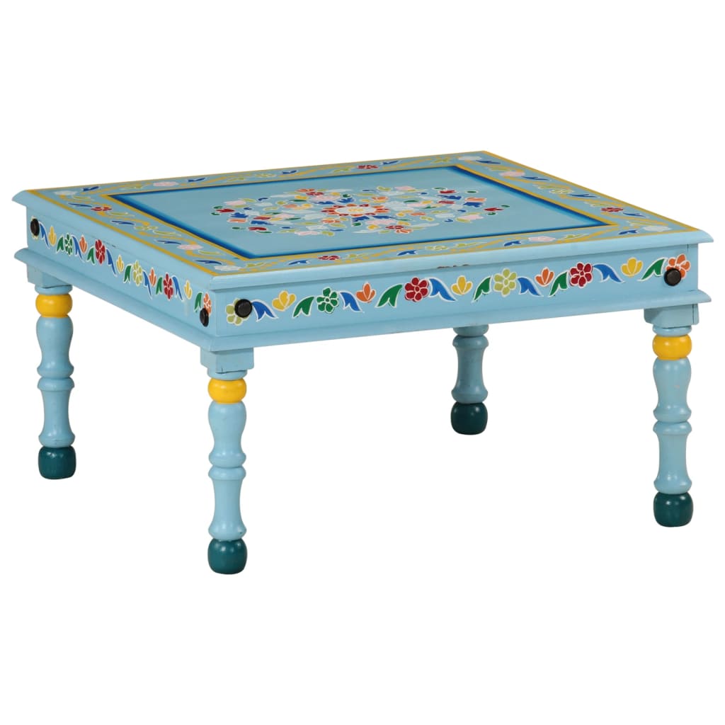 Salontafel handbeschilderd massief mangohout turquoise