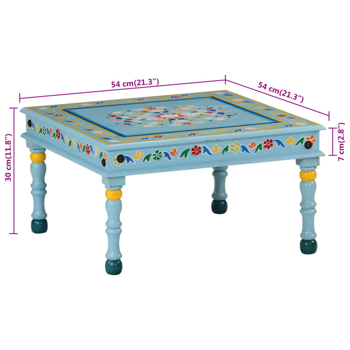 Salontafel handbeschilderd massief mangohout turquoise