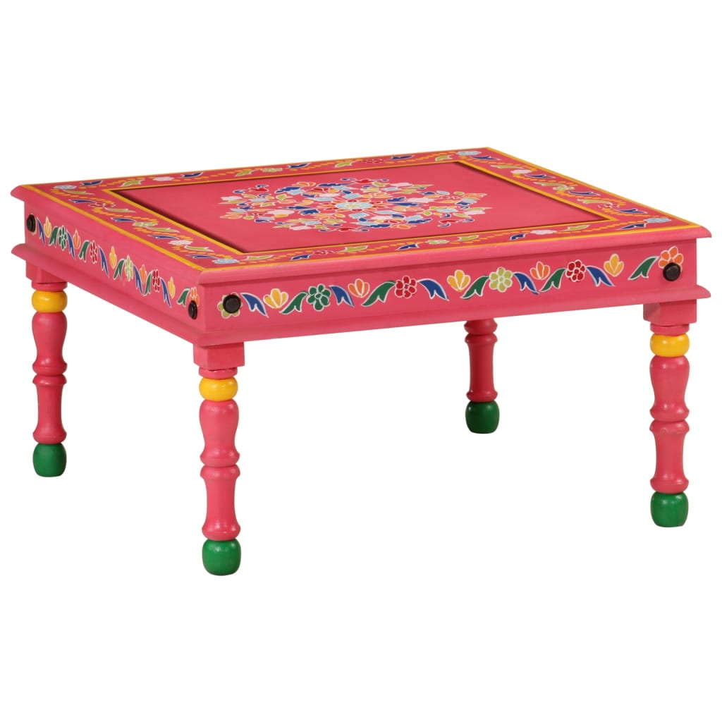 Salontafel handbeschilderd massief mangohout roze