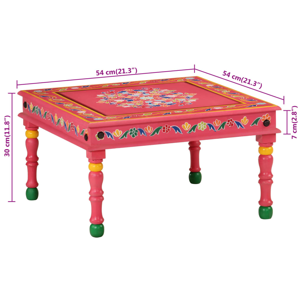 Salontafel handbeschilderd massief mangohout roze