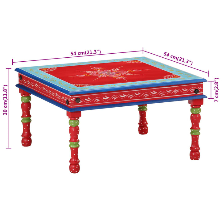 Salontafel handbeschilderd massief mangohout rood