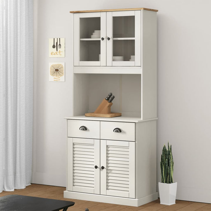 Hoge kast VIGO 78x40x175 cm massief grenenhout wit