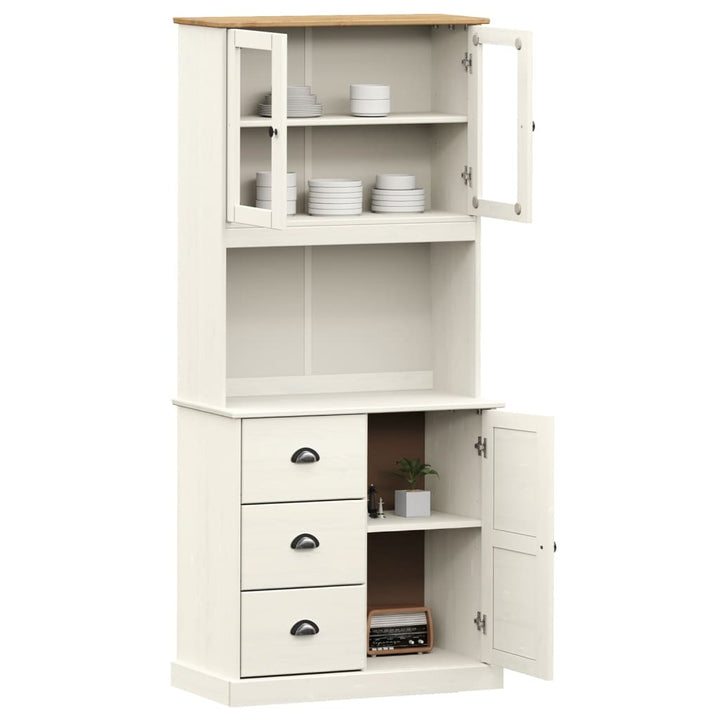 Hoge kast VIGO 78x40x175 cm massief grenenhout wit