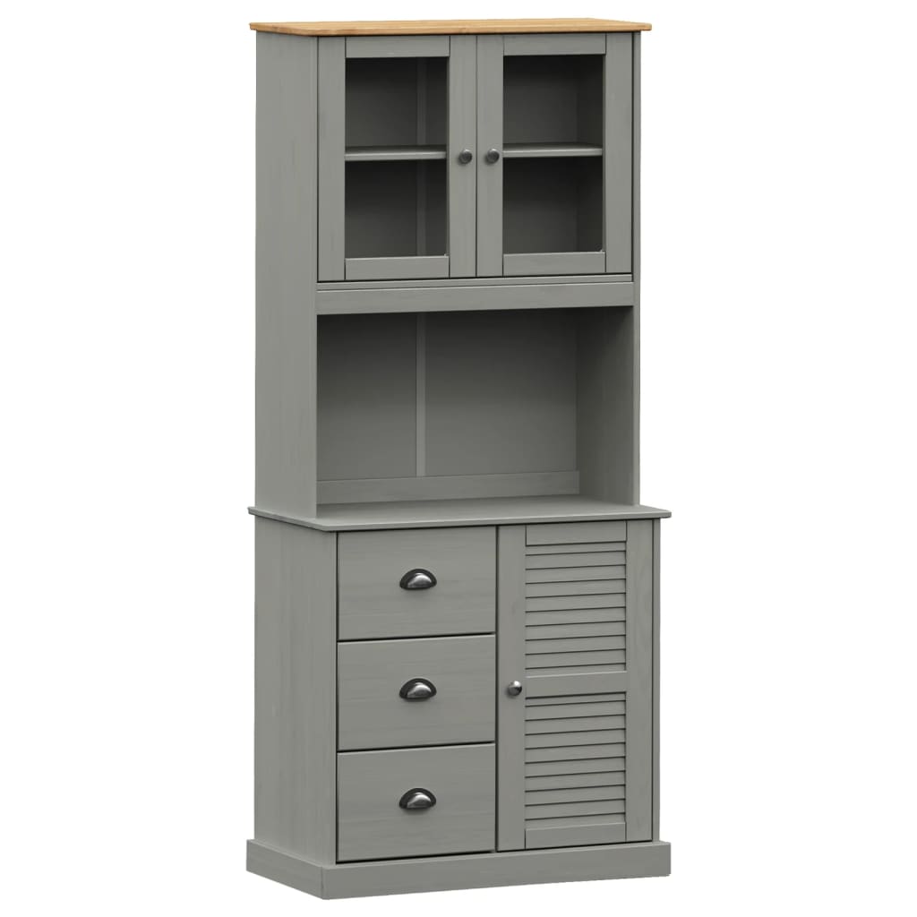 Hoge kast VIGO 78x40x175 cm massief grenenhout grijs