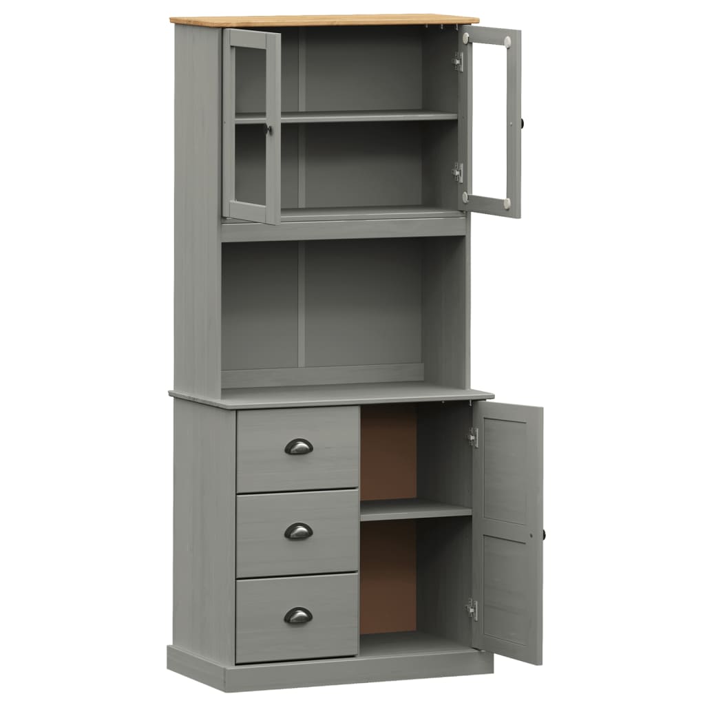 Hoge kast VIGO 78x40x175 cm massief grenenhout grijs