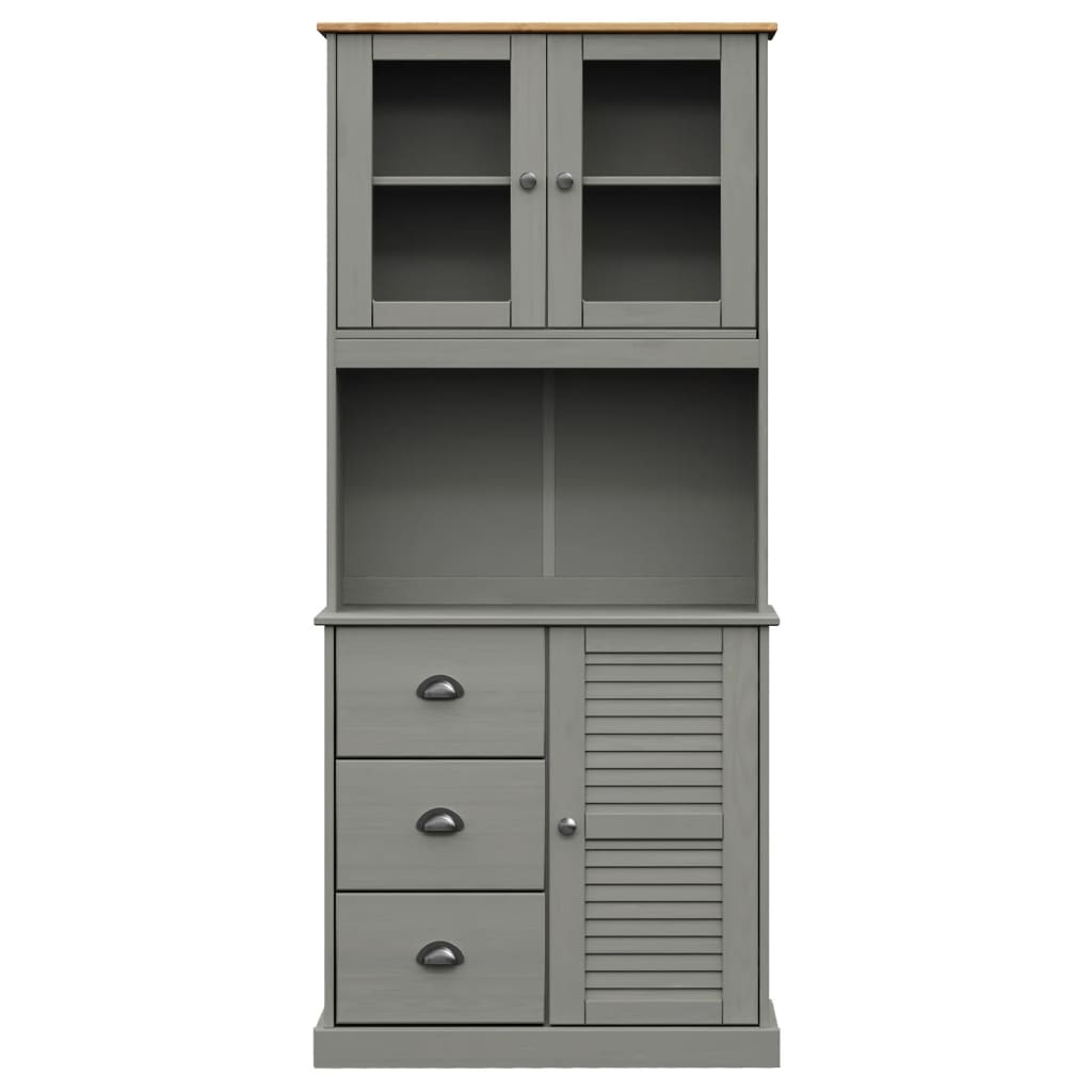 Hoge kast VIGO 78x40x175 cm massief grenenhout grijs