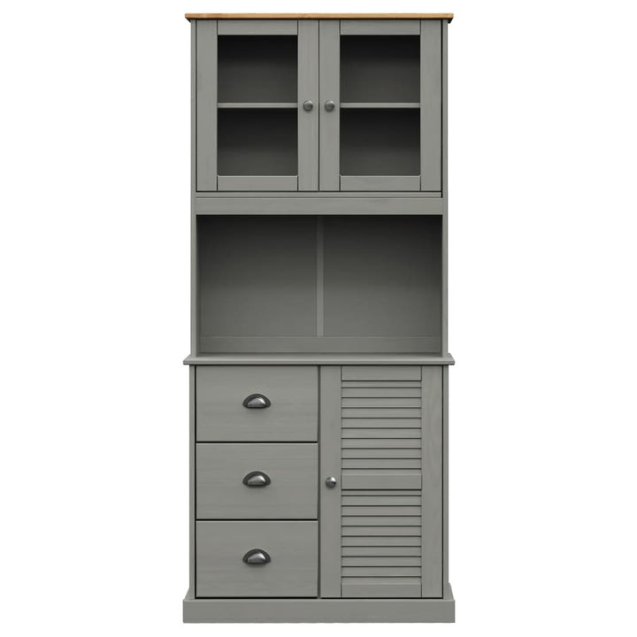 Hoge kast VIGO 78x40x175 cm massief grenenhout grijs