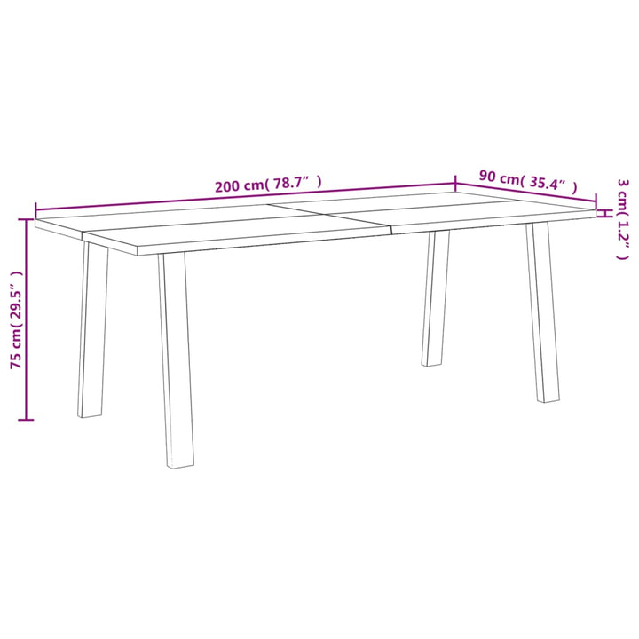 Eettafel 200x90x75 cm massief acaciahout