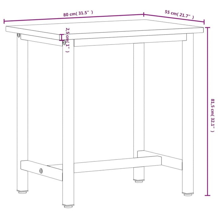 Werkbank 80x55x81,5 cm massief beukenhout en metaal