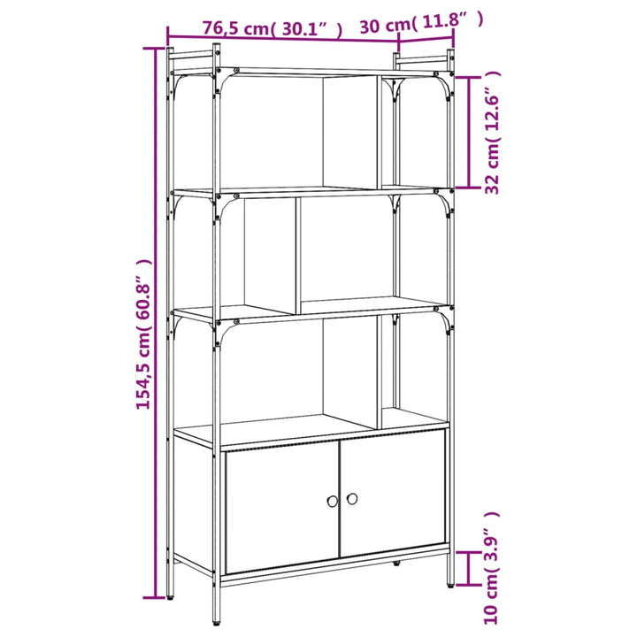 Boekenkast met deuren 76,5x30x154,5 cm hout sonoma eikenkleurig