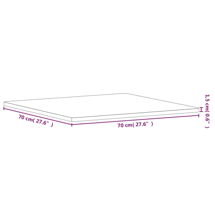 Tafelblad vierkant 70x70x1,5 cm massief beukenhout