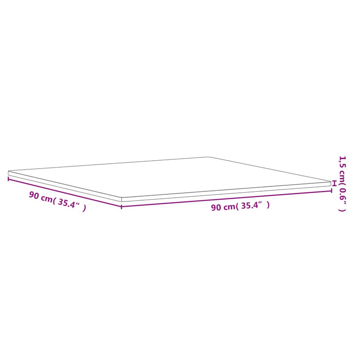 Tafelblad vierkant 90x90x1,5 cm massief beukenhout