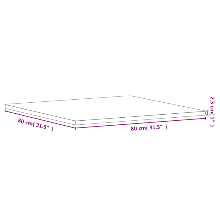 Tafelblad vierkant 80x80x2,5 cm massief beukenhout