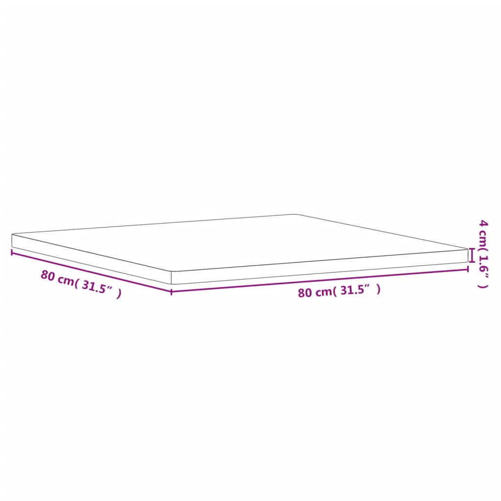 Tafelblad vierkant 80x80x4 cm massief beukenhout