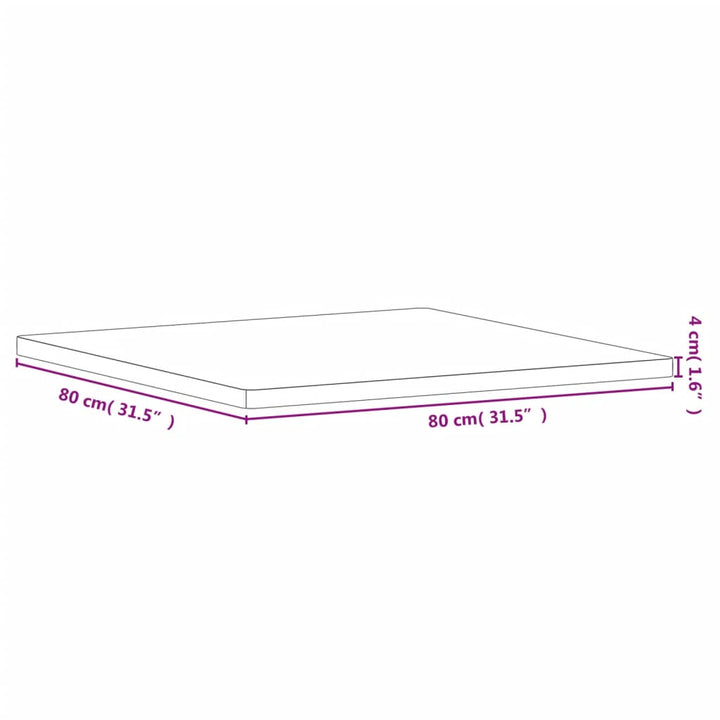 Tafelblad vierkant 80x80x4 cm massief beukenhout