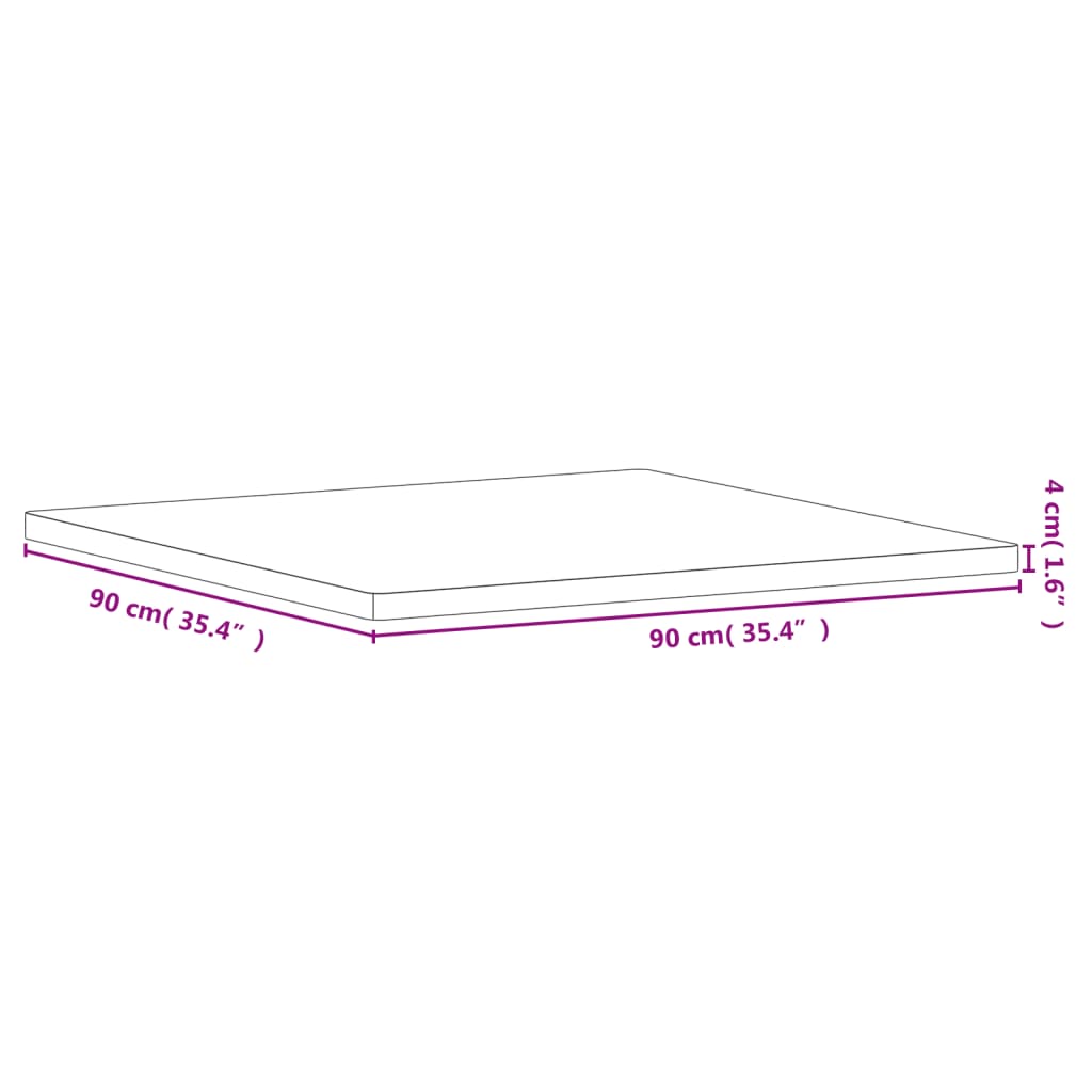 Tafelblad vierkant 90x90x4 cm massief beukenhout