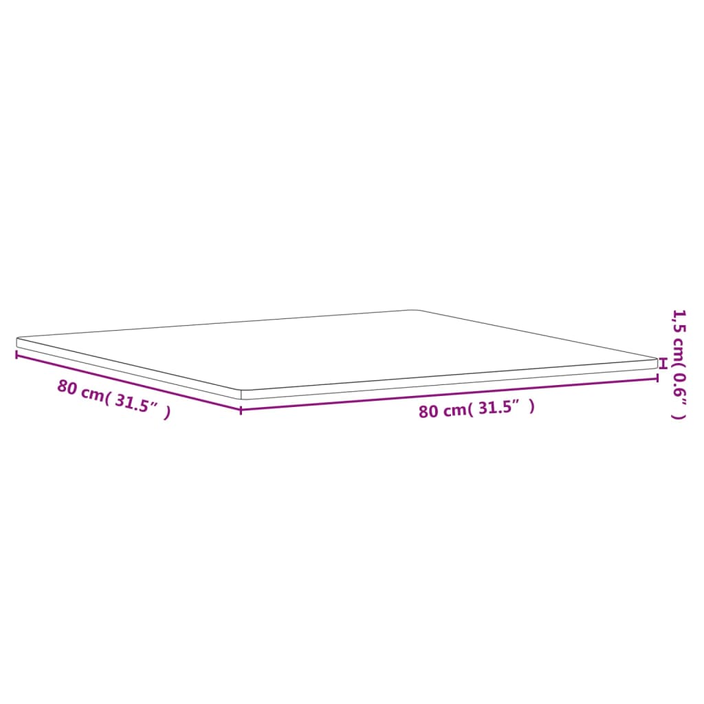 Tafelblad vierkant 80x80x1,5 cm massief beukenhout