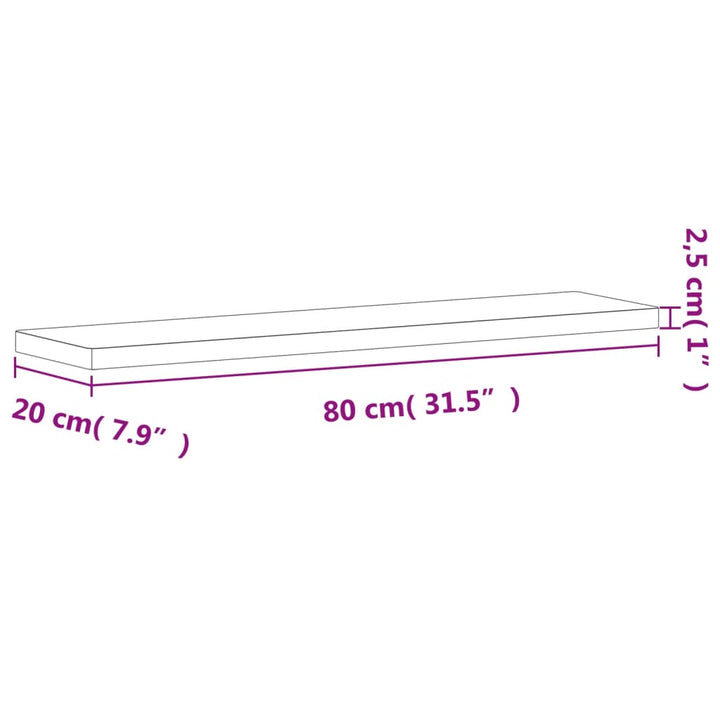 Wandschap 80x20x2,5 cm massief beukenhout