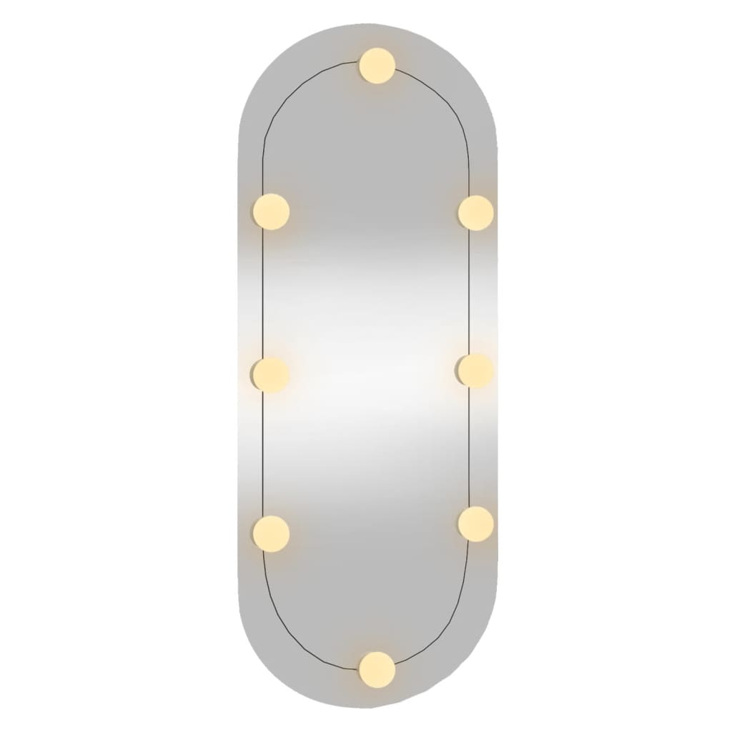 Wandspiegel met LED's ovaal 30x70 cm glas