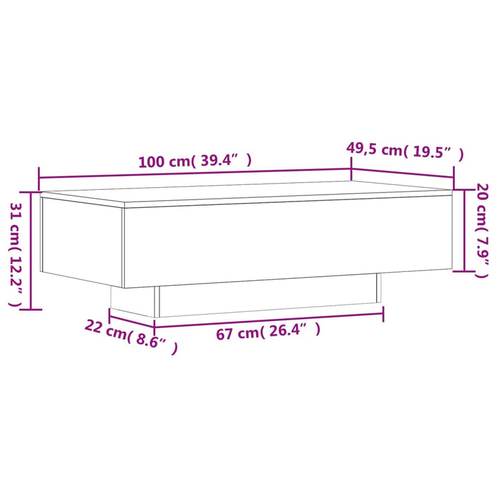 Salontafel 100x49,5x31 cm bewerkt hout bruin eikenkleur