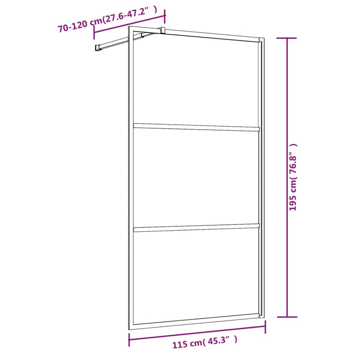 Inloopdouchewand transparant 115x195 cm ESG-glas rood