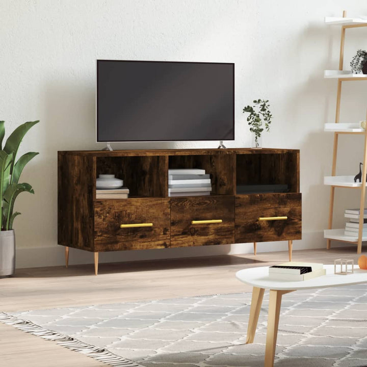 Tv-meubel 102x36x50 cm bewerkt hout gerookt eikenkleurig