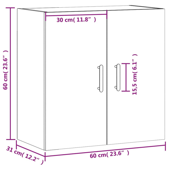 Wandkast 60x31x60 cm bewerkt hout zwart