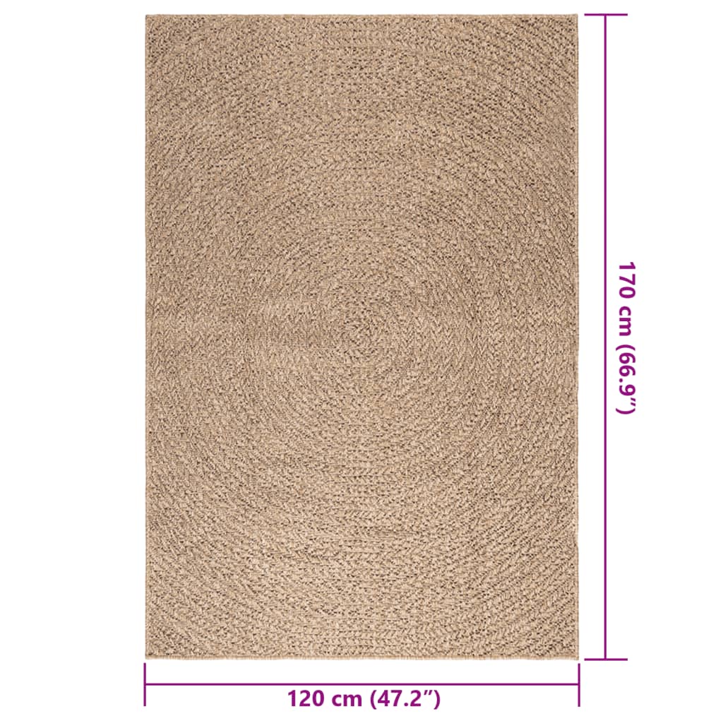 vidaXL Vloerkleed 120x170 cm voor binnen en buiten jute look