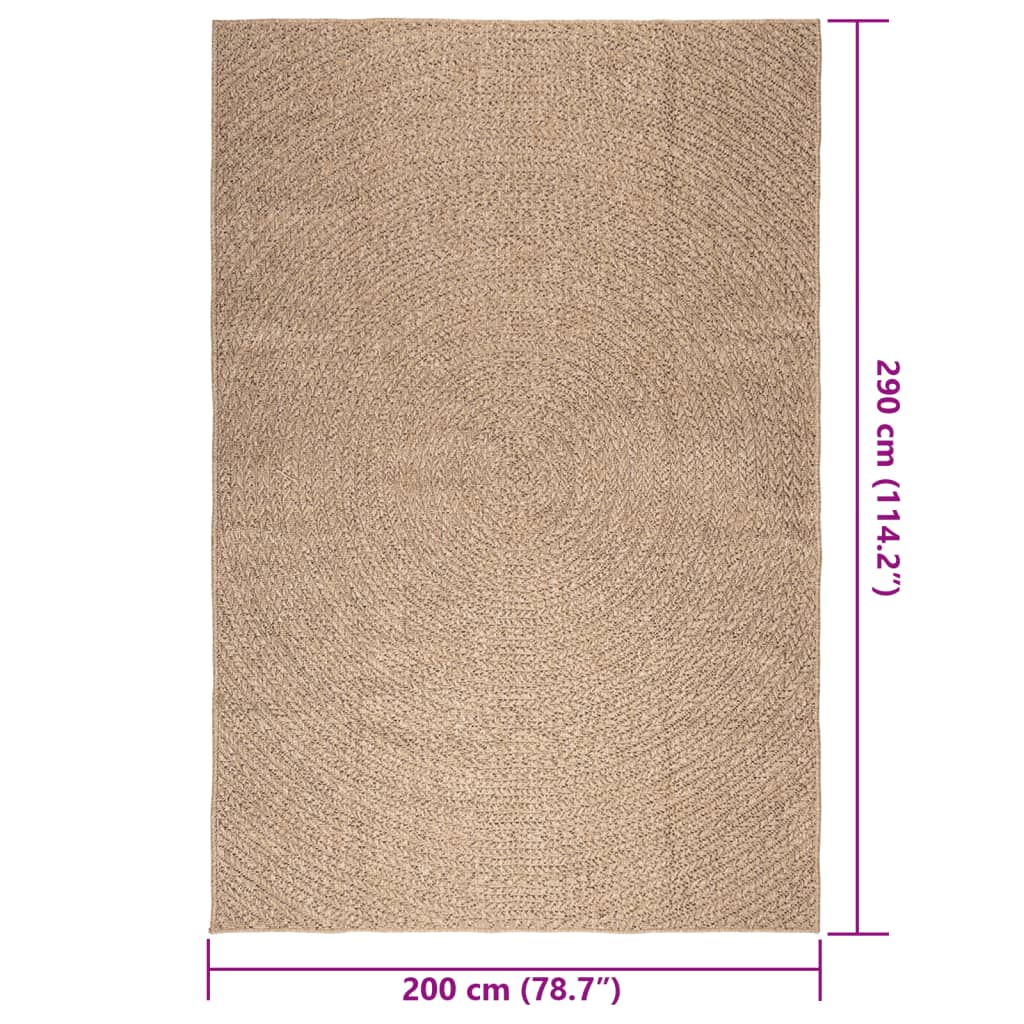 Vloerkleed 200x290 cm voor binnen en buiten jute look