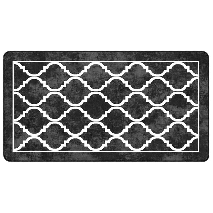 Vloerkleed wasbaar anti-slip 80x150 cm zwart en wit