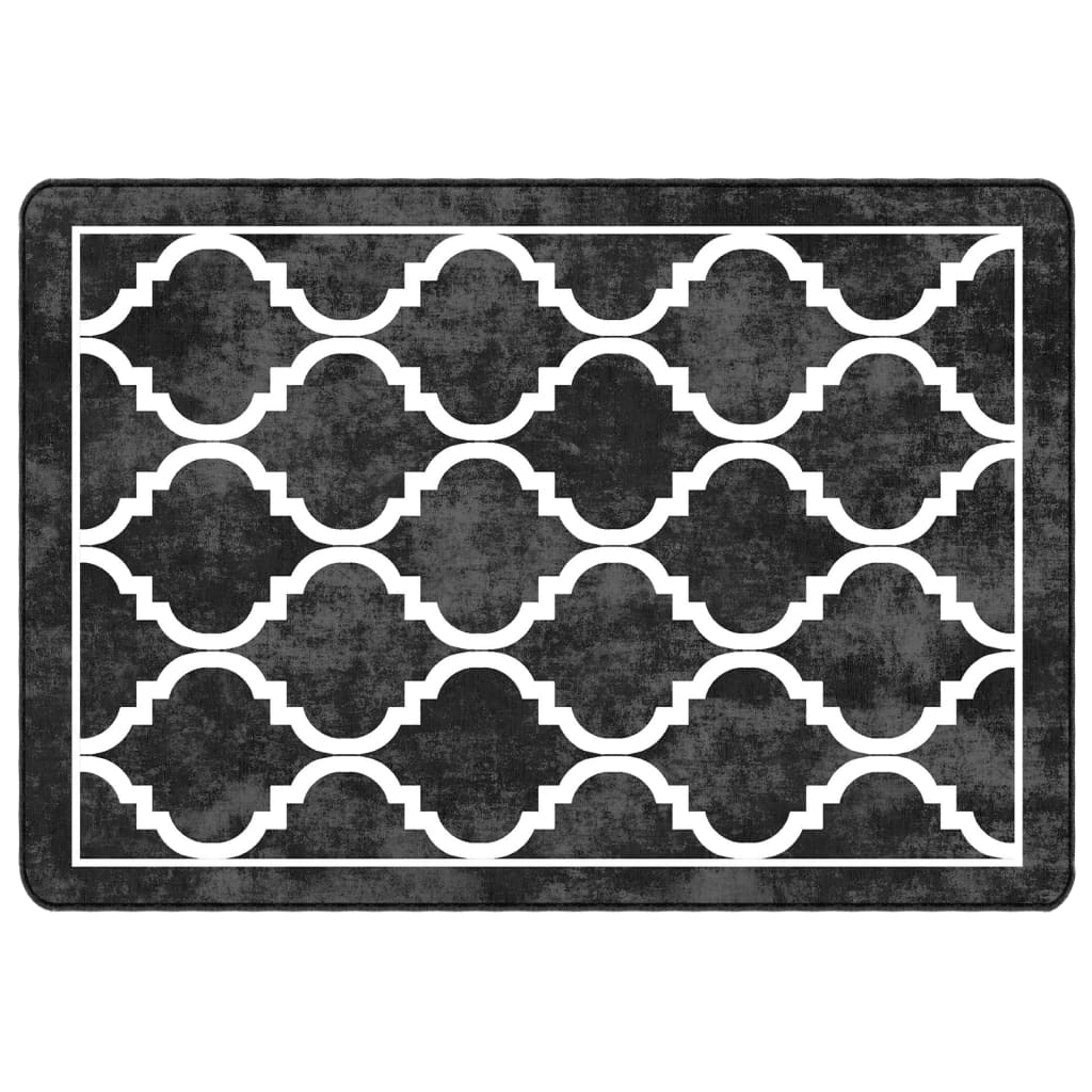 Vloerkleed wasbaar anti-slip 160x230 cm zwart en wit