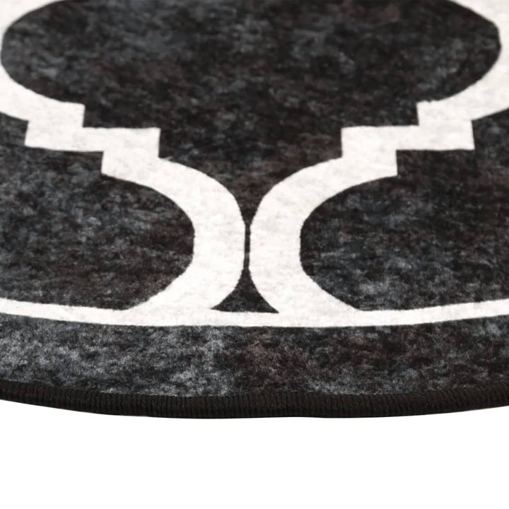Vloerkleed wasbaar anti-slip ø 120 cm zwart en wit