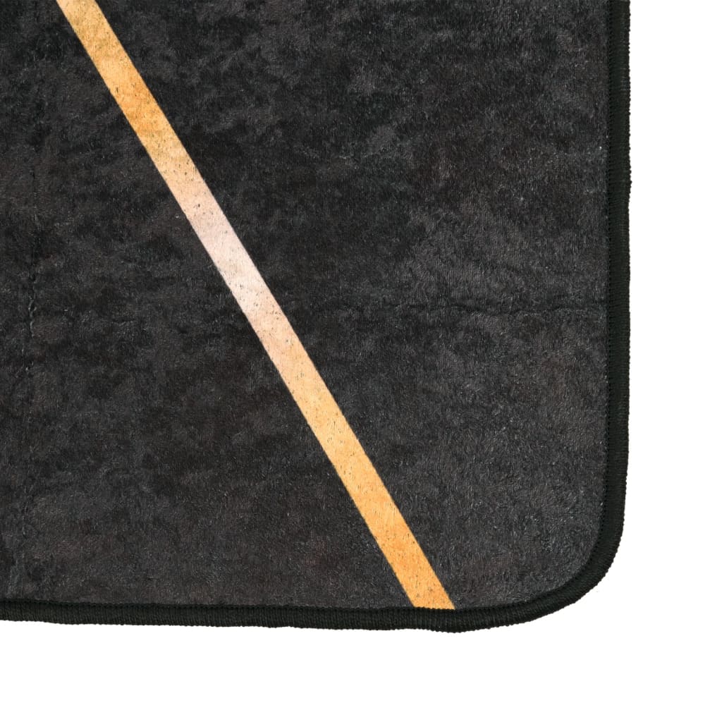 Vloerkleed wasbaar anti-slip 80x150 cm zwart en goudkleurig