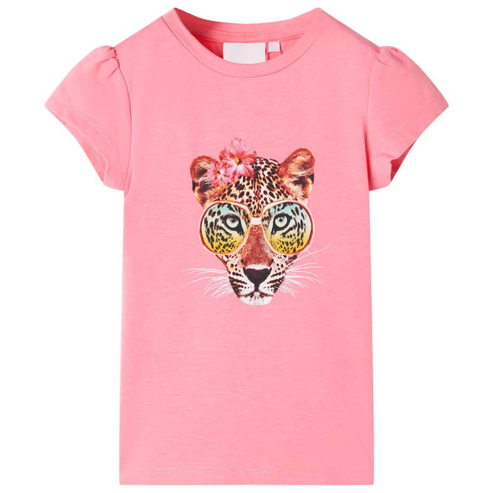 Kindershirt 92 neon roze