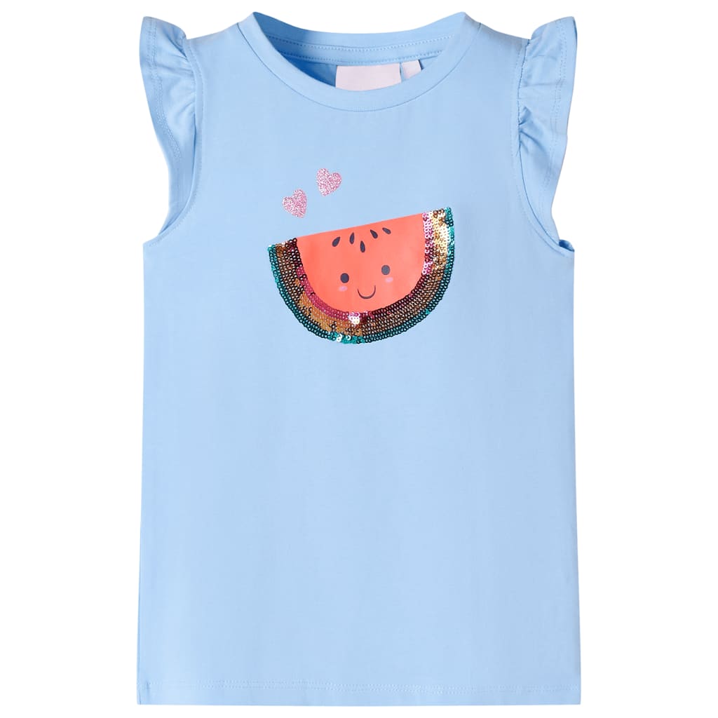 Kindershirt met ruches aan de mouwen 104 lichtblauw