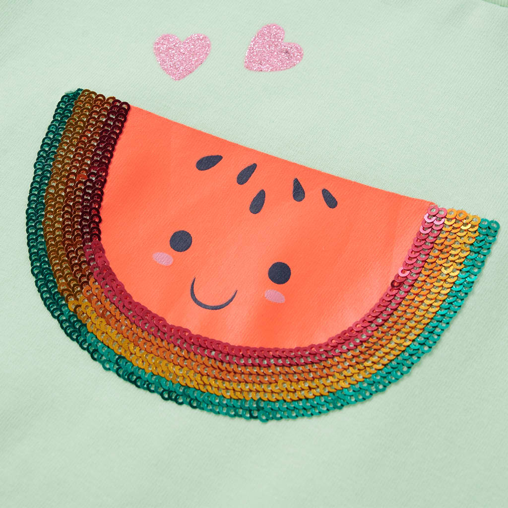 Kindershirt met ruches aan de mouwen 92 zachtgroen