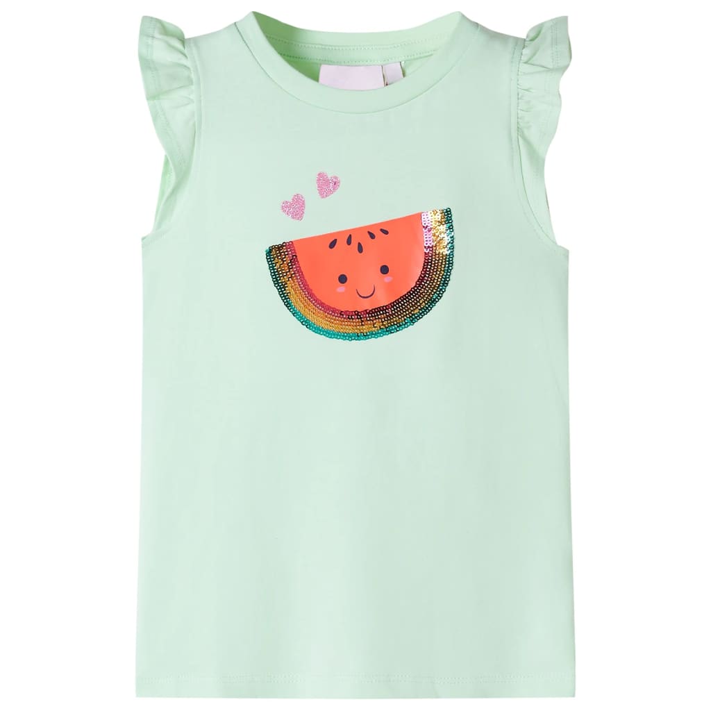 Kindershirt met ruches aan de mouwen 104 zachtgroen