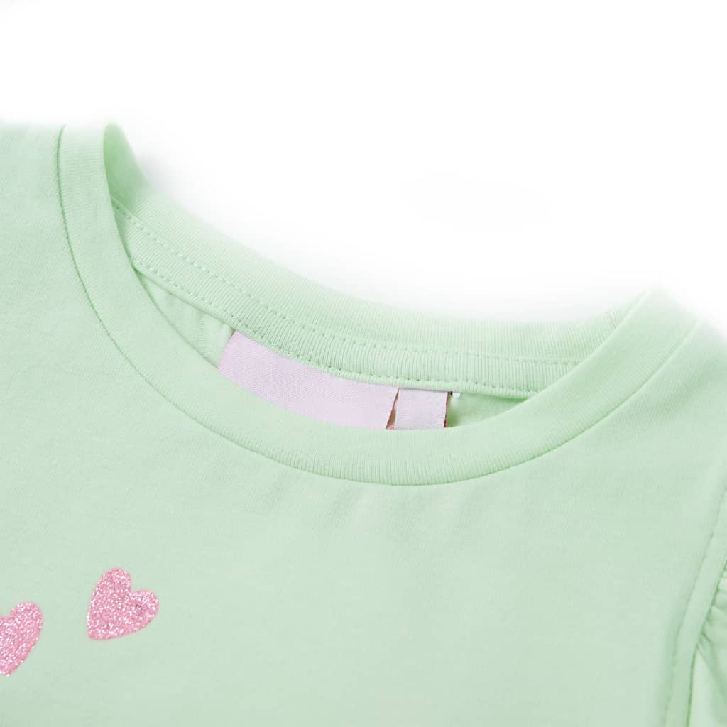 Kindershirt met ruches aan de mouwen 104 zachtgroen