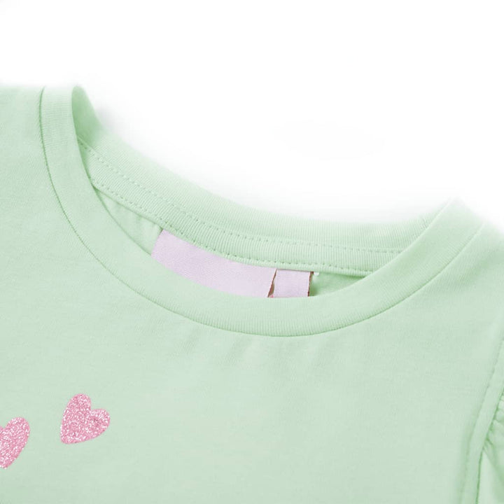 Kindershirt met ruches aan de mouwen 128 zachtgroen