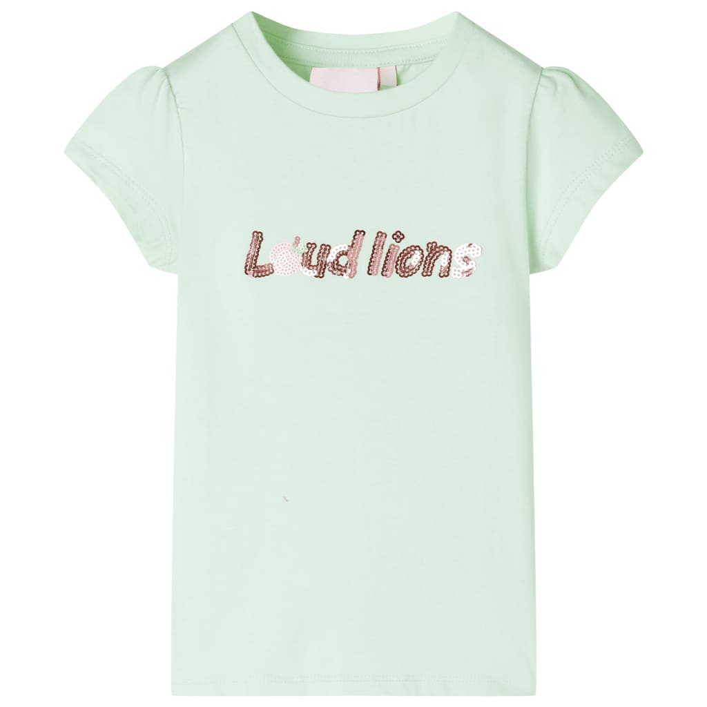 Kindershirt met kapmouwen 128 zachtgroen