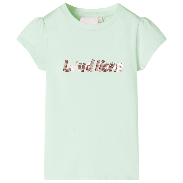 Kindershirt met kapmouwen 128 zachtgroen