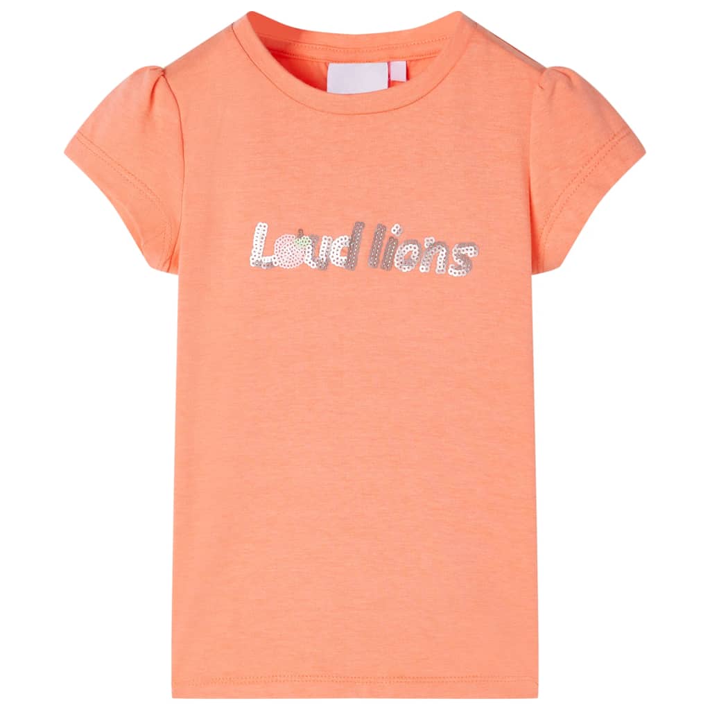 Kindershirt met kapmouwen 92 neonoranje