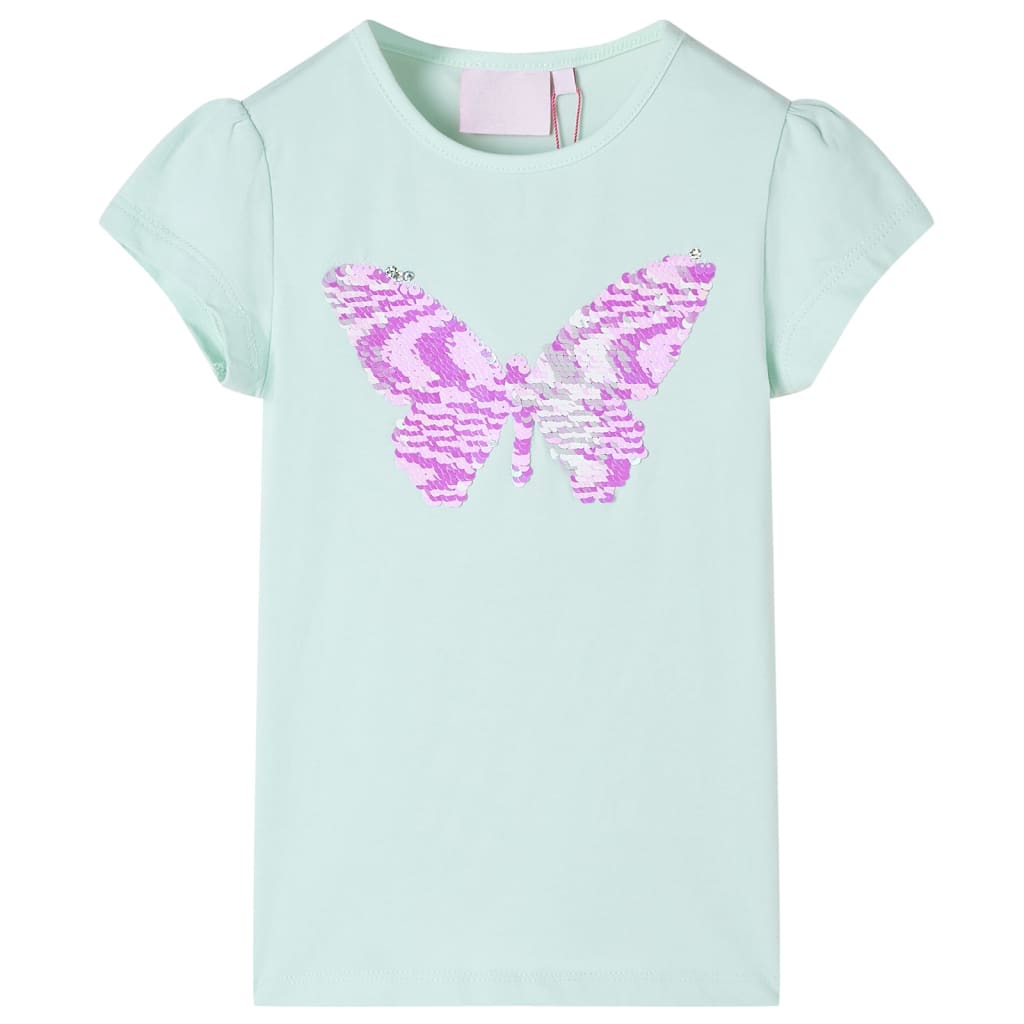 Kindershirt met kapmouwen 116 lichtmintkleur