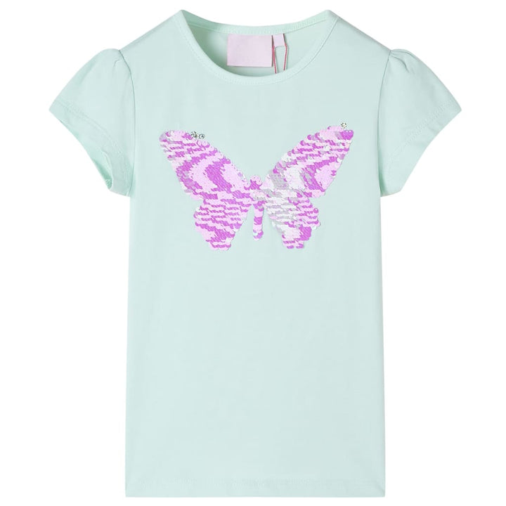 Kindershirt met kapmouwen 116 lichtmintkleur