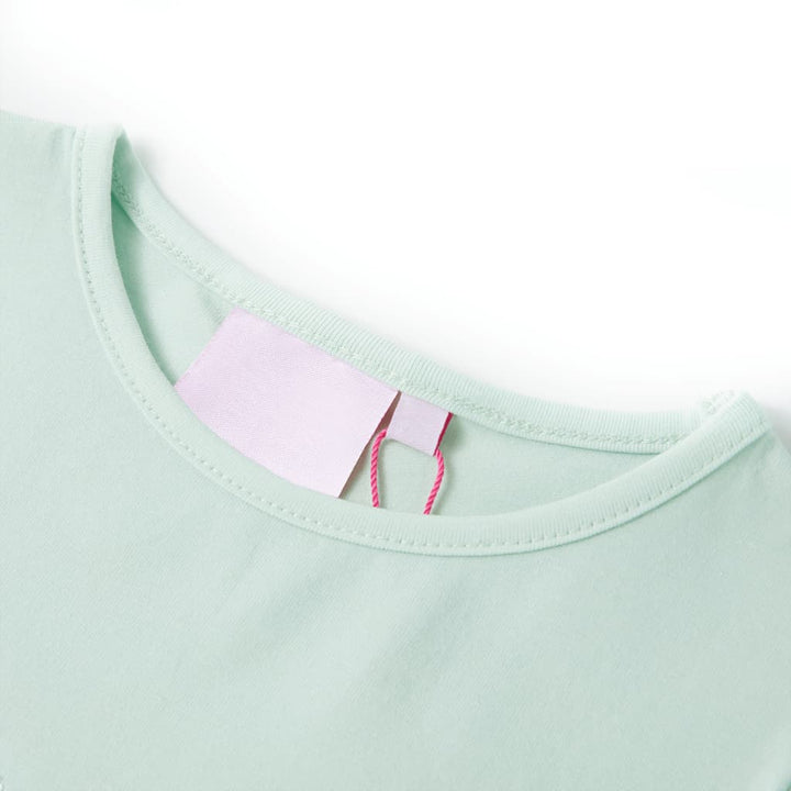 Kindershirt met kapmouwen 128 lichtmintkleur