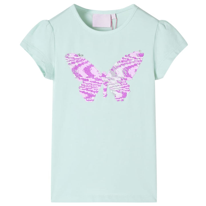 Kindershirt met kapmouwen 140 lichtmintkleur