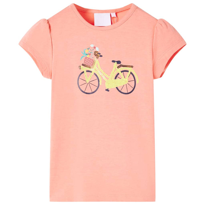 Kindershirt 104 neonkoraalkleurig