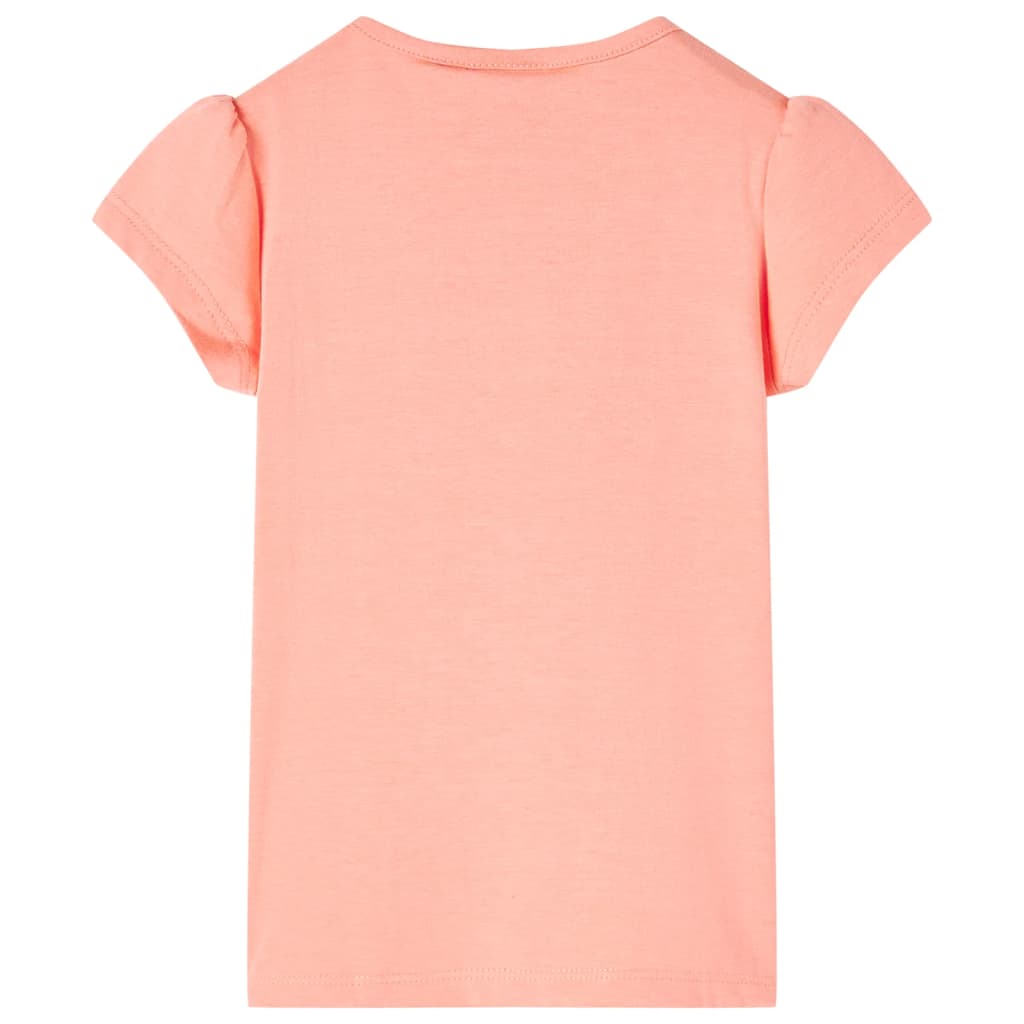 Kindershirt 128 neonkoraalkleurig