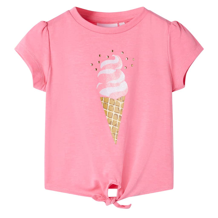 Kindershirt 116 fluorescerend felroze