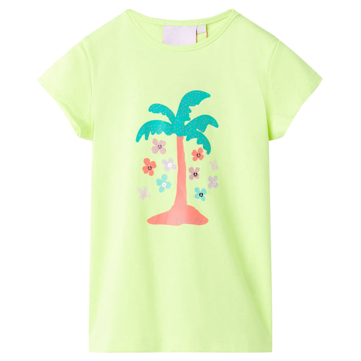 Kindershirt 116 fluorescerend geel